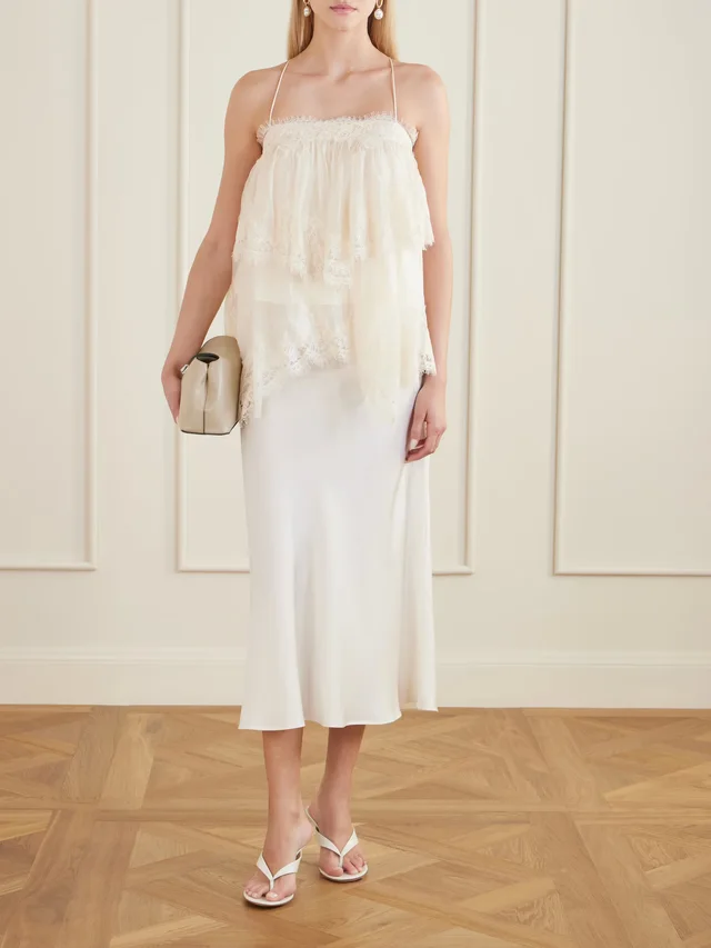 AJE. Ophelia lace-trimmed crinkled-satin camisole in Yellow, photo 2 of 2 from NET-A-PORTER (Canada)