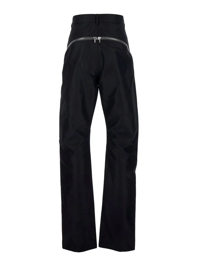 Rick owens Men's 'Bolan Banana' Black Stretch Cotton Pants with Zip Details in Black 62% Cotton 38% Nylon, photo 4 of 6 from Gaudenzi Boutique