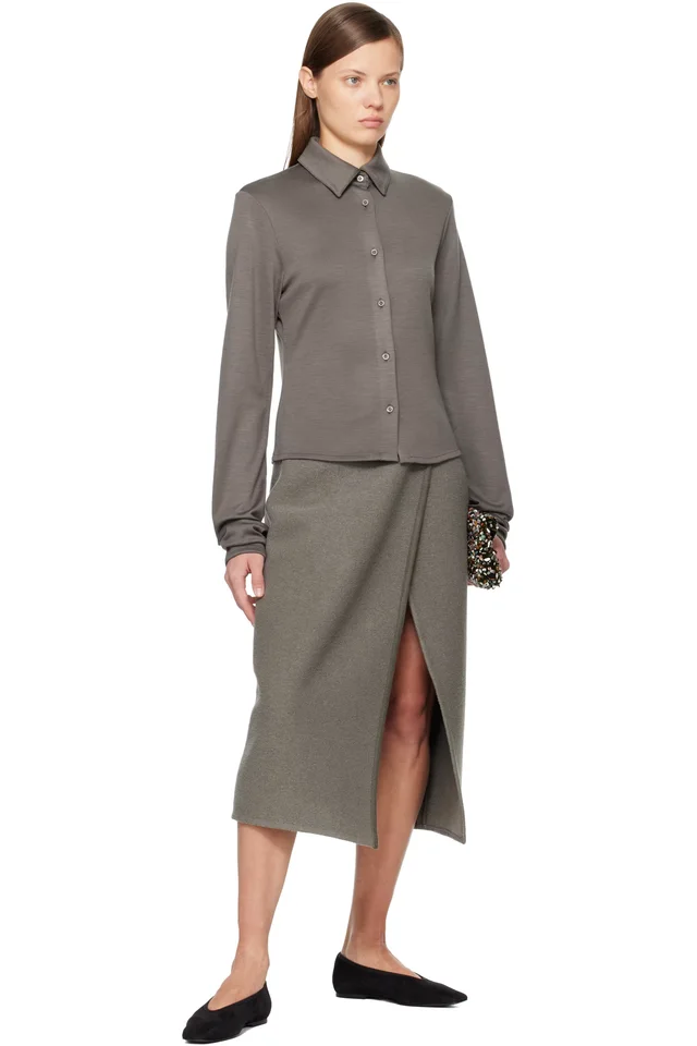 Rier Gray Walker Midi Skirt, photo 4 of 4 from SSENSE