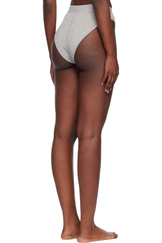 Marine Serre Gray Moon Logo Stretched Jersey High-Waist Briefs, photo 3 of 4 from SSENSE