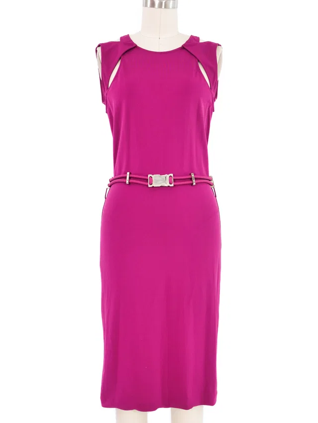 2009 Gucci Magenta Jersey Buckle Dress from Arcade Vintage
