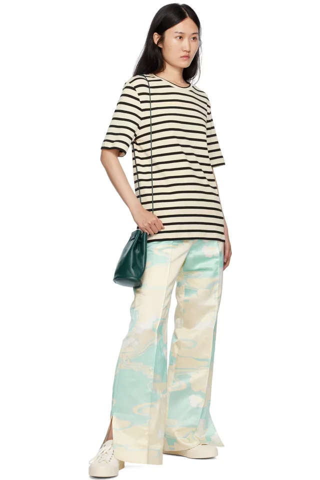 Jil Sander Off-White & Blue Graphic Trousers, photo 4 of 4 from SSENSE