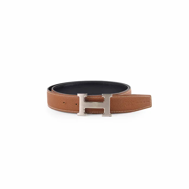 Hermès Constance Reversible Belt Size 95cm Gold/Black in Black Leather from The Purse Affair