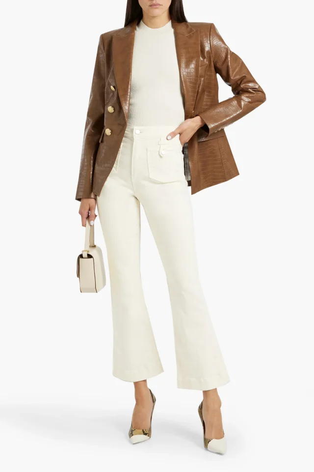 Veronica Beard Carson High-Rise Kick-Flare Jeans in Ecru, photo 2 of 4 from THE OUTNET
