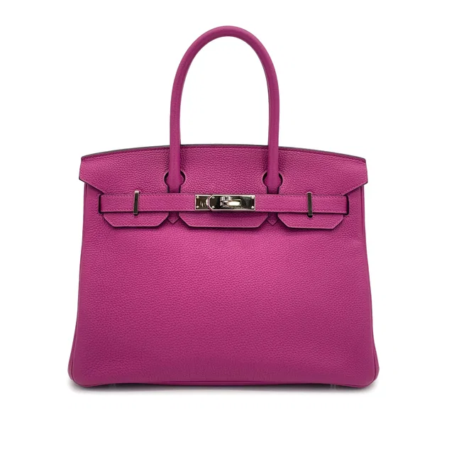 Hermès Birkin 30 Rose Purple Togo Hand Bag 2017 A Stamp Palladium Hardware in Pink Togo leather from Luxury Promise