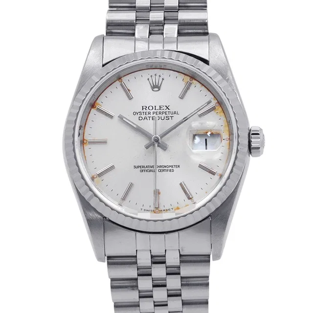 Rolex Datejust 36 SS 18k White Gold Watch Silver Dial in White from The Reluxe