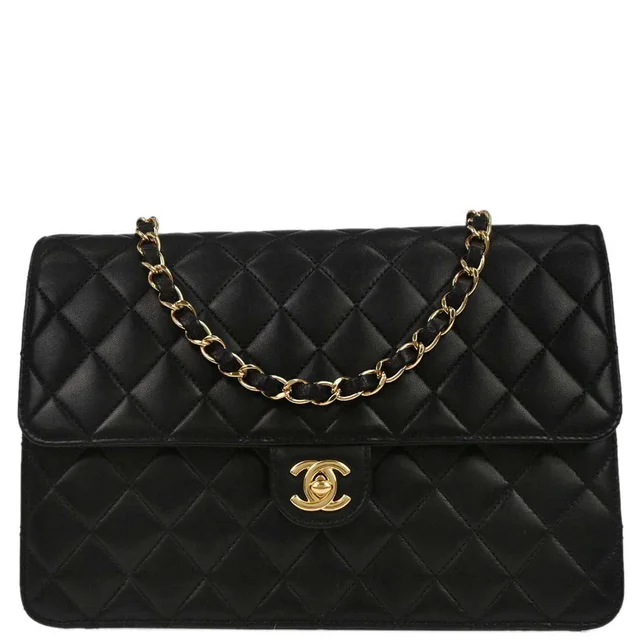 Chanel 2010-2011 Black Lambskin Turnlock Medium Half Flap Shoulder Bag in Black Lambskin from AMORE Vintage Tokyo