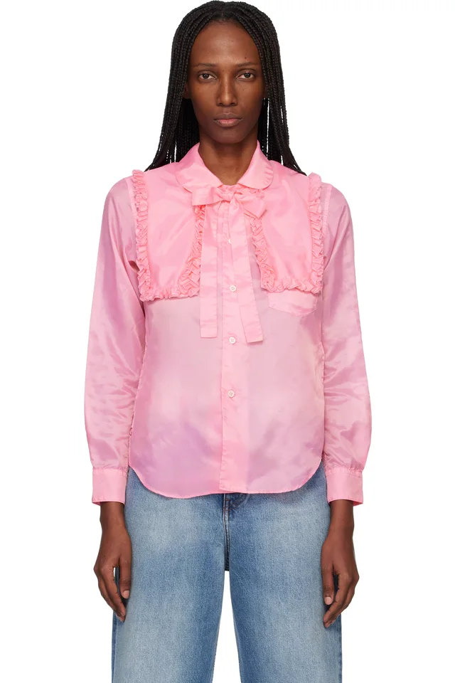 Comme des Garçons Girl Pink Taffeta Garment Treated Shirt from SSENSE, photo 1 of 1