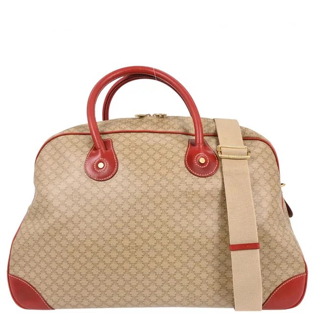 Celine Beige PVC Macadam Duffle 2way Shoulder Handbag in Beige Leather from AMORE Vintage Tokyo