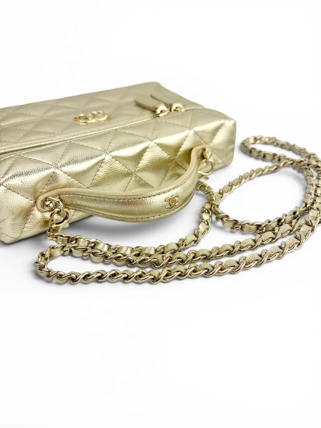 Chanel Gold Caviar Slim Top Handle Vanity in Gold Caviar leather from Season 2 Consign, photo 6 of 11