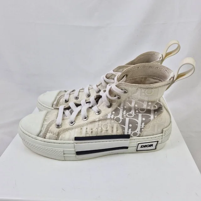 Dior Italian made beige patterned lace-up trainers Size 5 in Ivory Canvas from Oxfam Online Shop, photo 5 of 8