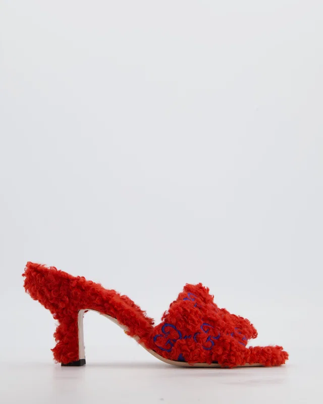 Gucci X Adidas Red Teddy Open Toe Sandals with Blue Logo Detail Size EU 38 in Red from Sellier