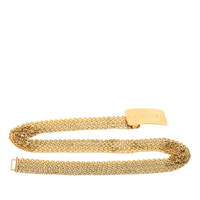 Gold Chanel Gold Plated Multi Chain Logo Belt in Gold from Designer Revival