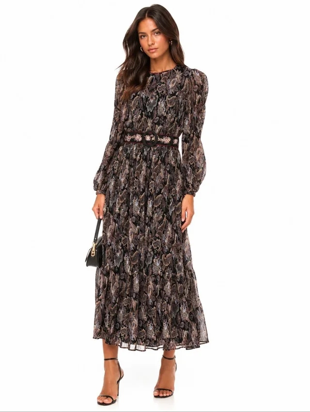 Zimmermann Ladybeetle Pleated Belted Maxi Dress Size 4 in black|red from Poshmark