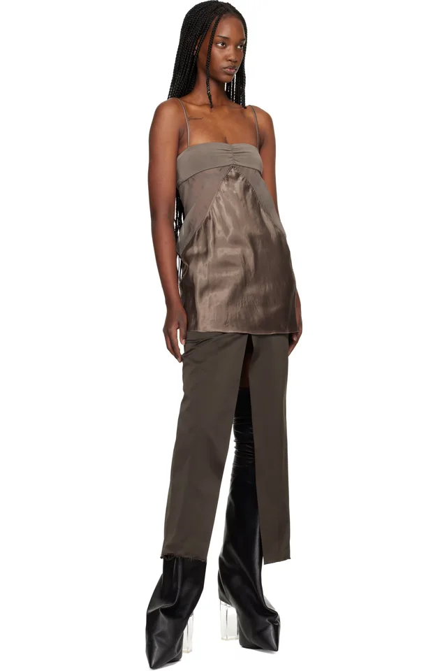 Rick Owens Gray Temple Combo Slip Top, photo 4 of 4 from SSENSE