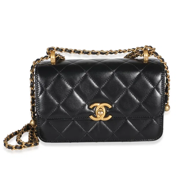 Chanel Black Quilted Calfskin Mini Perfect Fit Flap Bag in Black Calfskin from myGemma