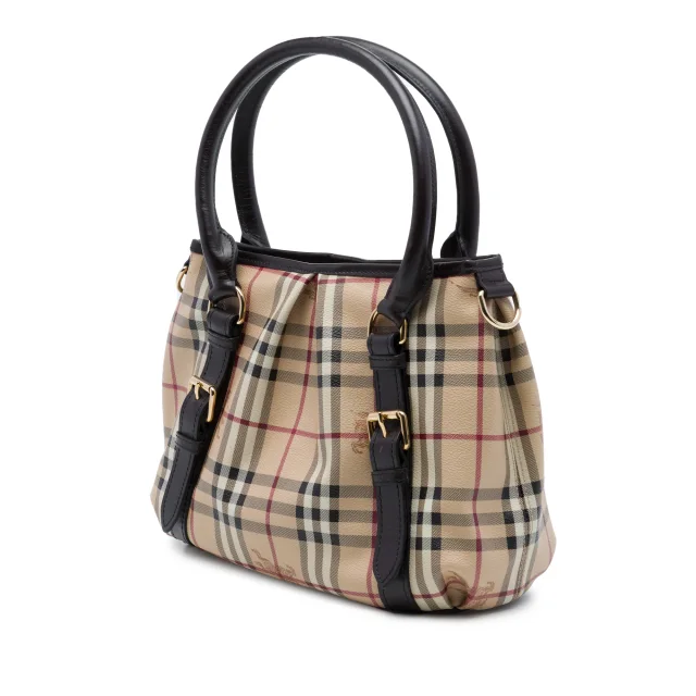 Beige Burberry Small Haymarket Check Coated Canvas Northfield Satchel in Beige Coated canvas from Designer Revival, photo 2 of 6