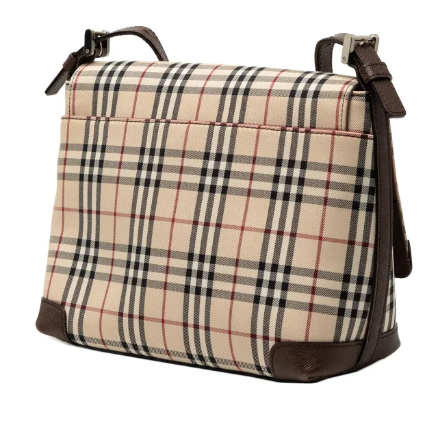 Beige Burberry House Check Canvas Flap Crossbody in Beige Canvas from Designer Revival, photo 2 of 6