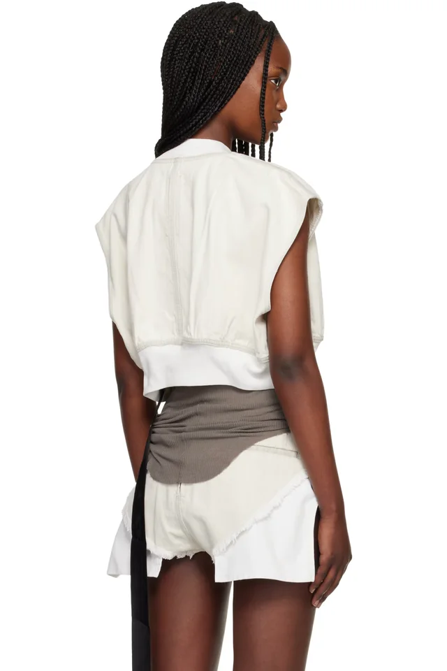 Rick Owens DRKSHDW Off-White Temple Tatlin Denim Bomber Vest, photo 3 of 4 from SSENSE