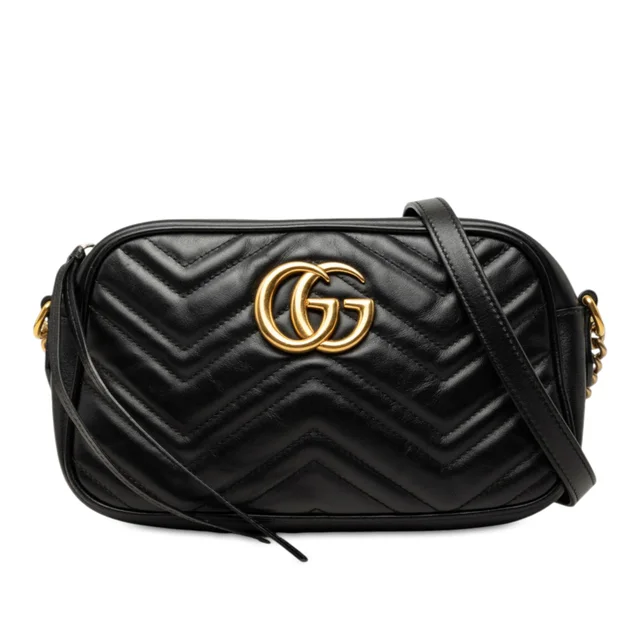 Black Gucci Small GG Marmont Matelasse Calfskin Crossbody in Black Calfskin from Designer Revival, photo 1 of 1
