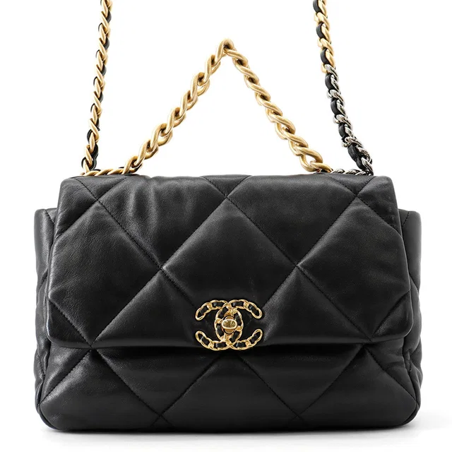 Chanel CHANEL19 Matelasse Shoulder Bag BlackAS1161 Shiny Lambskin in Lambskin from GALLERY RARE