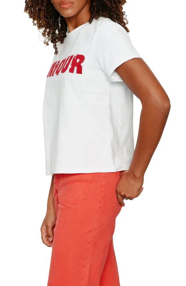 Sanctuary Timeless Amour Embeliished Organic Cotton T-Shirt in White, photo 3 of 5 from Nordstrom Rack