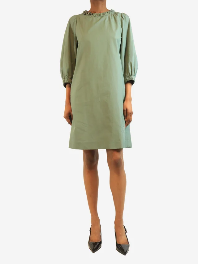Max Mara Blue bejewelled mini dress - size UK 8 in Blue from Sign of the Times
