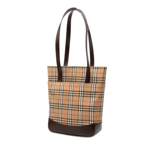 Beige Burberry Haymarket Check Canvas Tote in Beige Canvas from Designer Revival, photo 2 of 7