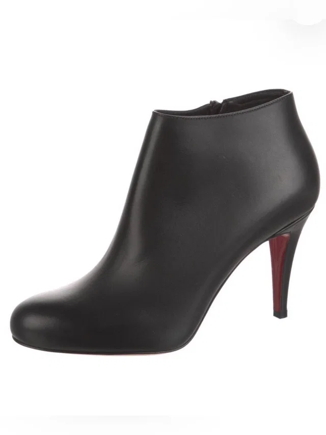 Christian Louboutin Black Leather Ankle Boot With Signature Red Heel in black|red Leather from Poshmark