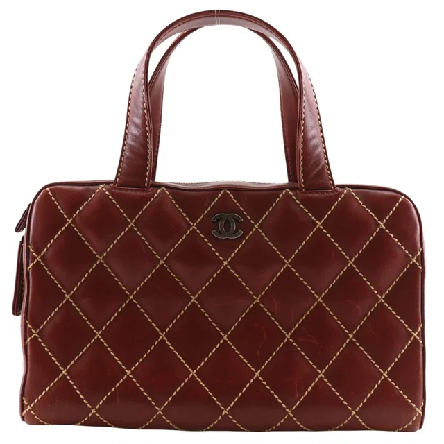 Chanel Wild Stitch Leather Red Brown Handbag in Brown Leather from The Reluxe