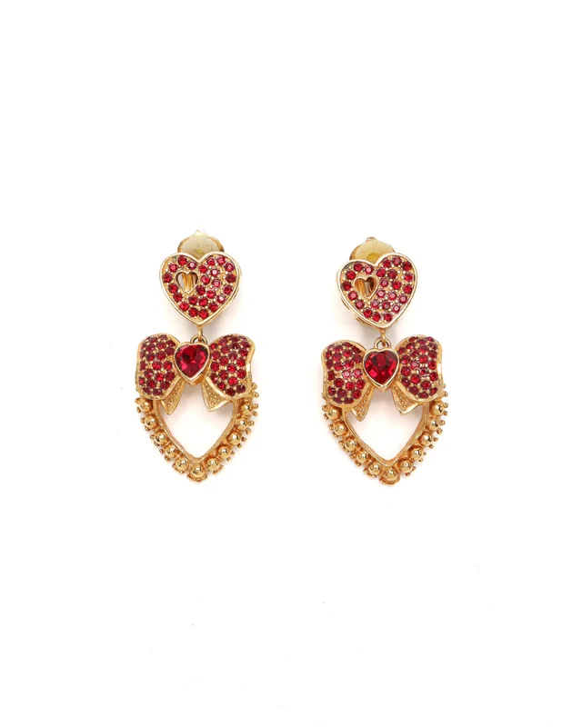 Dolce & Gabbana Heart Dangling Rhinestone Clip-On Earrings from A Retro Tale