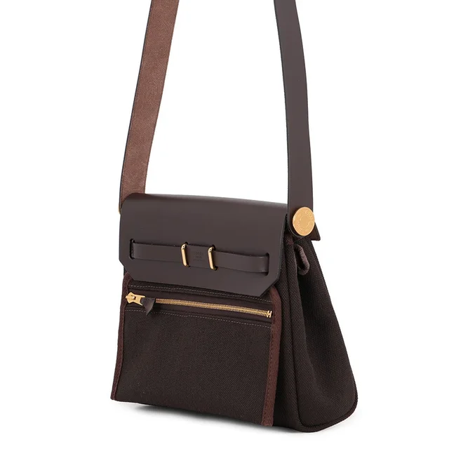Hermès Herbag zip Ebene Toile H Vache Hunter Leather Size Mini in Brown Leather from GALLERY RARE, photo 2 of 2