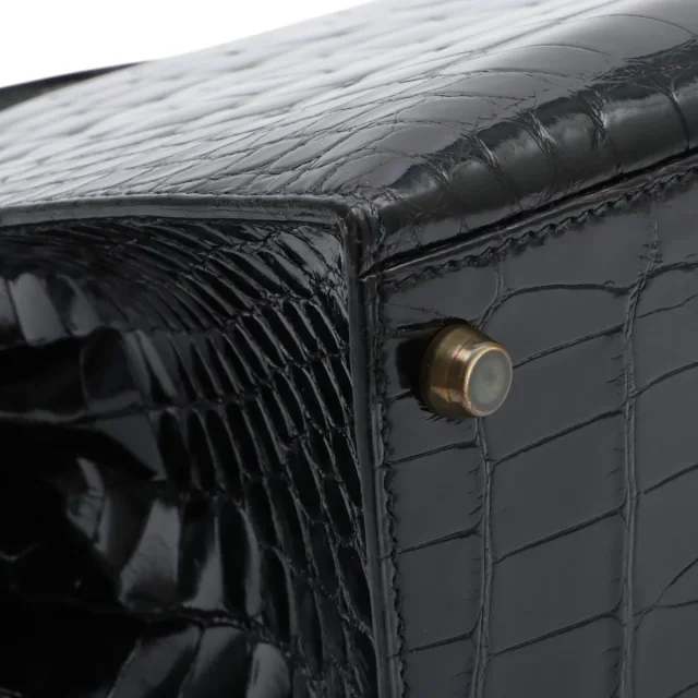 Hermès 1991 Alligator Kelly 28 Black in Black Crocodile from VINTAGE QOO TOKYO, photo 9 of 17