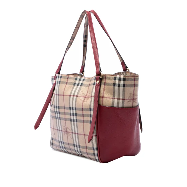 Beige Burberry Small Leather Trimmed Haymarket Check Coated Canvas Canterbury Tote in Beige Coated canvas from Designer Revival, photo 2 of 6
