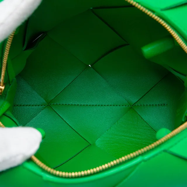 Green Bottega Veneta Mini Lambskin Intreccio Cassette Camera Bag in Green Lambskin from Designer Revival, photo 2 of 2