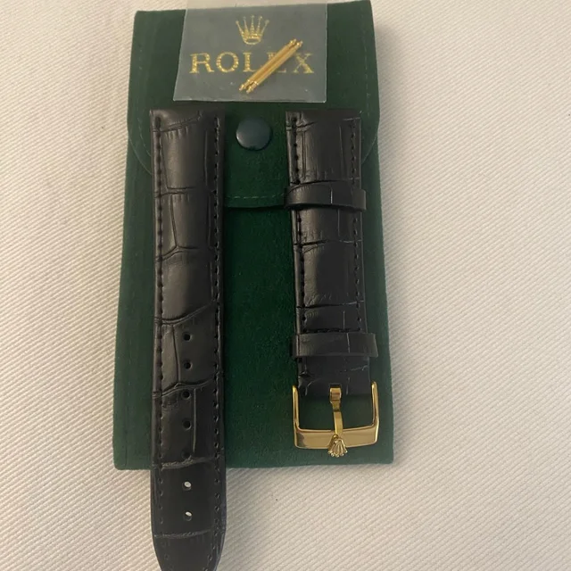 Rolex Black 20mm Leather Strap With Gold Plated Buckle in black|gold Leather from Poshmark