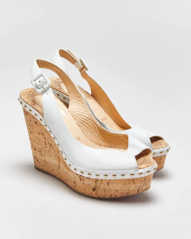 Christian Louboutin Monico Wedge Cork Sandals - UK4 from Rokit Vintage