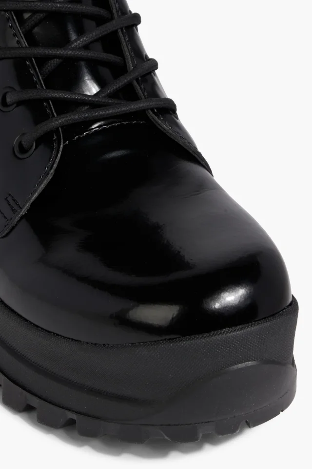 Stella McCartney Trace Glossed Combat Boots in Black, photo 4 of 4 from THE OUTNET