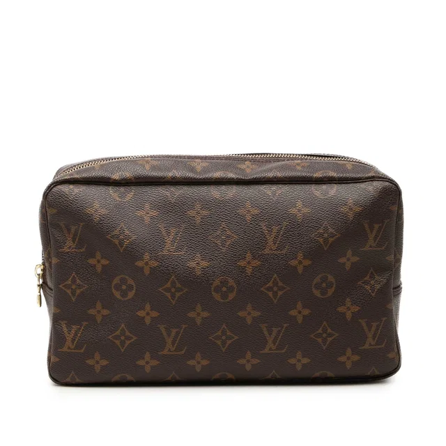 Brown Louis Vuitton Monogram Trousse Toilette 28 Clutch Bag in Brown Coated canvas from Designer Revival