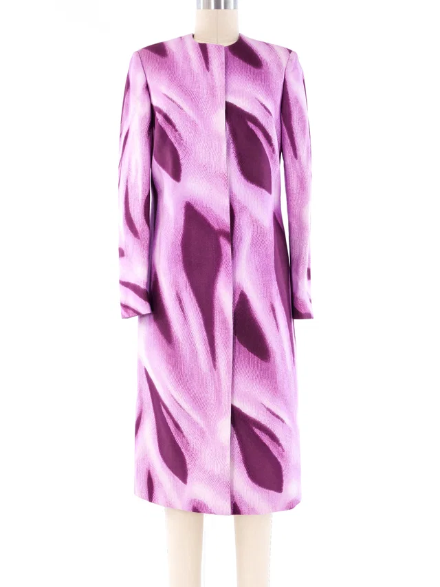 Versace Abstract Printed Coat in Multicolor Silk from Arcade Vintage
