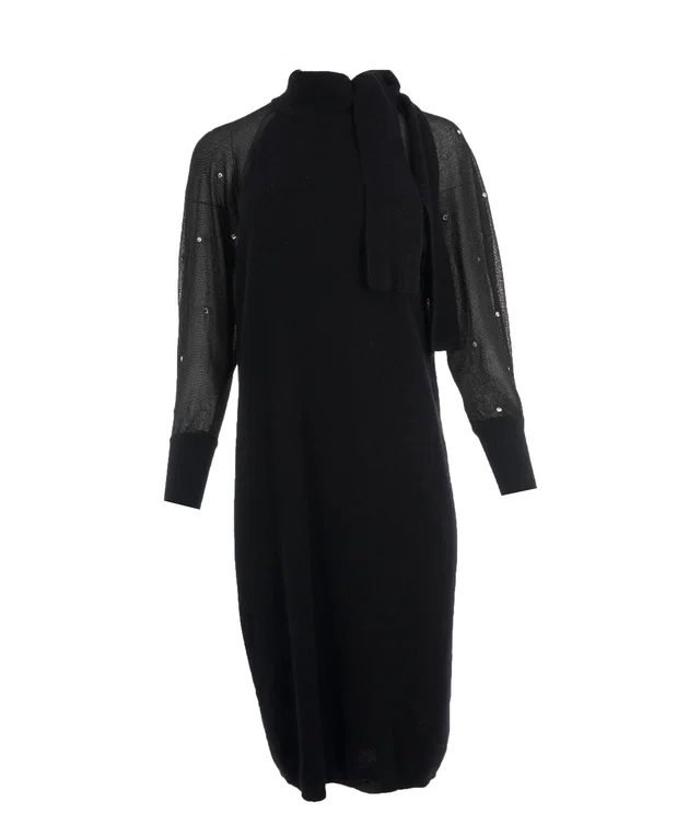 Saint Laurent angora dress long sleeved midi dress size 40 in Wool from Luxury Promise