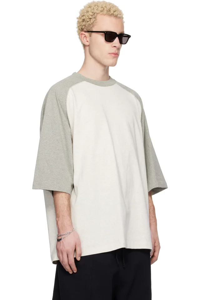 Fear of God ESSENTIALS Off-White & Gray Signature Baseball T-shirt, photo 2 of 4 from SSENSE