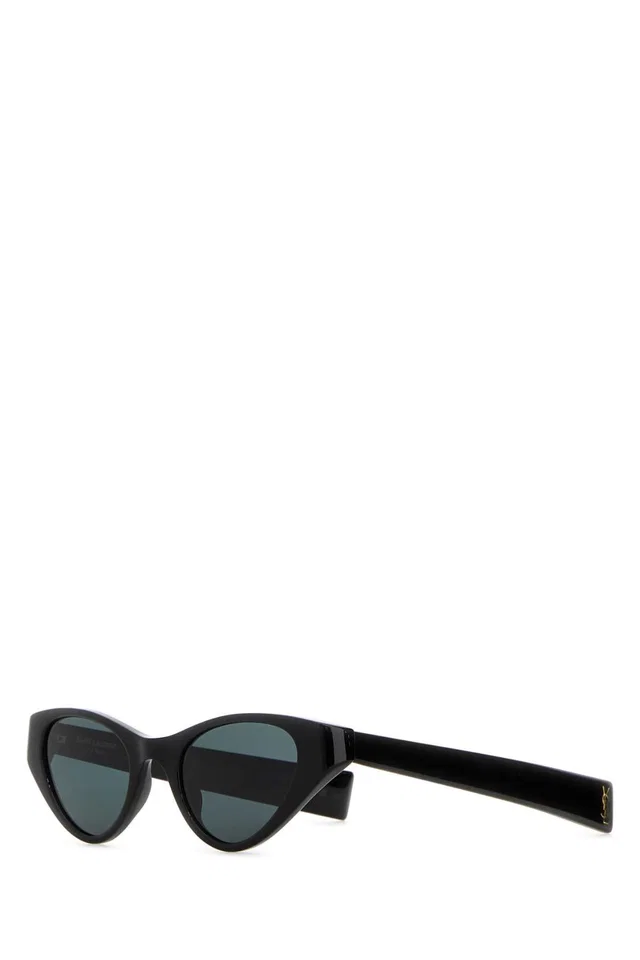 Saint Laurent Monogram Cat-Eye Acetate Sunglasses — Black Exterior in Black from HEWI