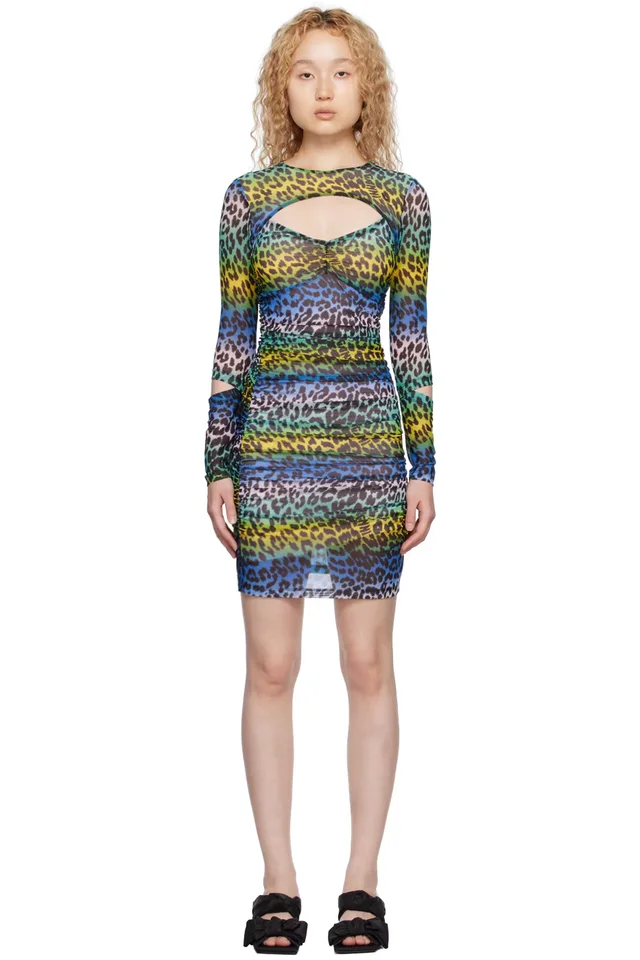GANNI Multicolor Leopard Minidress, image 1 of 1 from SSENSE