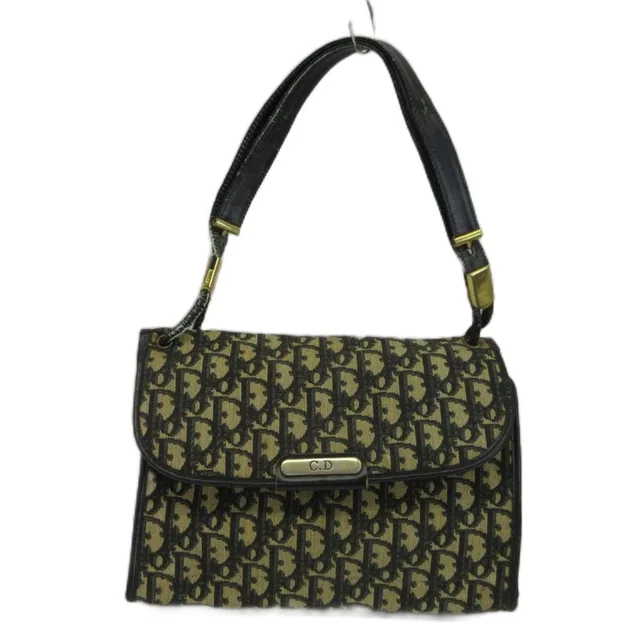 Dior Vintage Handbag Shoulder Canvas Leather Trotter Pattern All Over Print in Canvas from The Reluxe