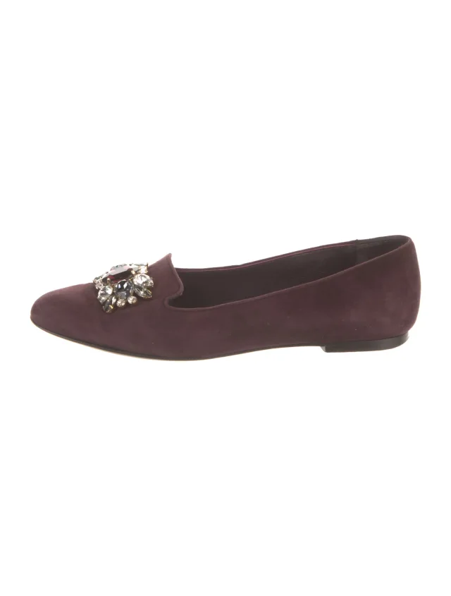 Dolce & Gabbana Suede Crystal Embellishments Loafers in Suede from The RealReal