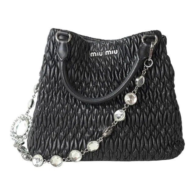 Miu Miu Black Crystal Tote Bag in Black from Luxury Promise