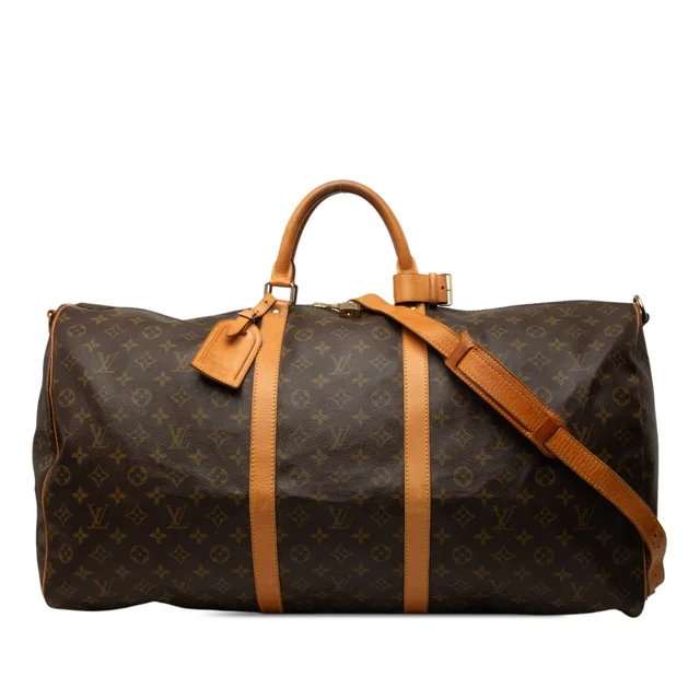 Brown Louis Vuitton Monogram Keepall Bandouliere 60 Travel Bag in Brown Coated canvas from Designer Revival