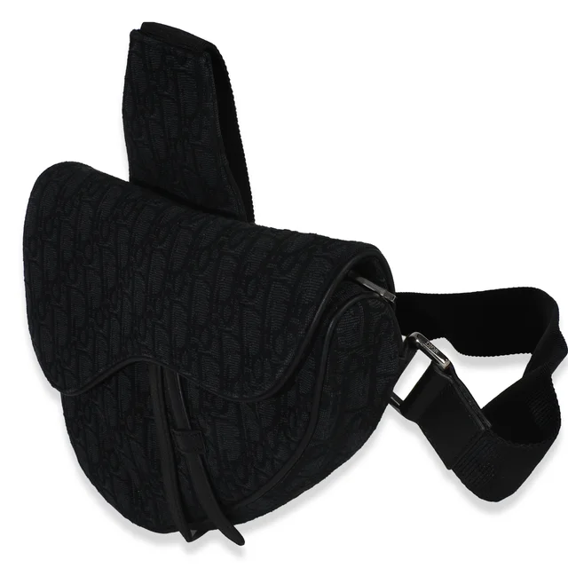 Dior Black Oblique Jacquard Canvas Saddle Crossbody in Black Canvas from myGemma, photo 2 of 2