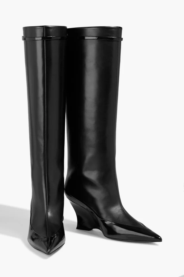 Givenchy Raven 80 Leather Knee-High Wedge Boots in Black, photo 2 of 4 from THE OUTNET